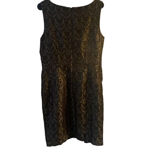 Pre Owned Women’s Max Cleo Zip Sleeveless Dress Gold Black Size 14 Festive Fun - Picture 7 of 12